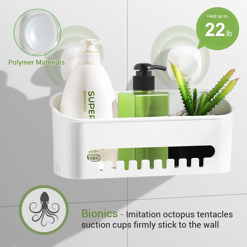 LUXEAR Suction Cup Shower Caddy - No Drilling Removable Shower Caddy - Powerful Suction Shower Organizer Max Hold 22lbs, Waterproof Suction Storage Basket for Bathroom & Kitchen - Image 2